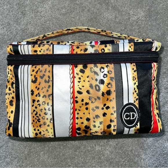 VTG Christian Dior Large Animal Print Makeup Cosmetic Travel Toiletry Bag Case - Picture 14 of 14